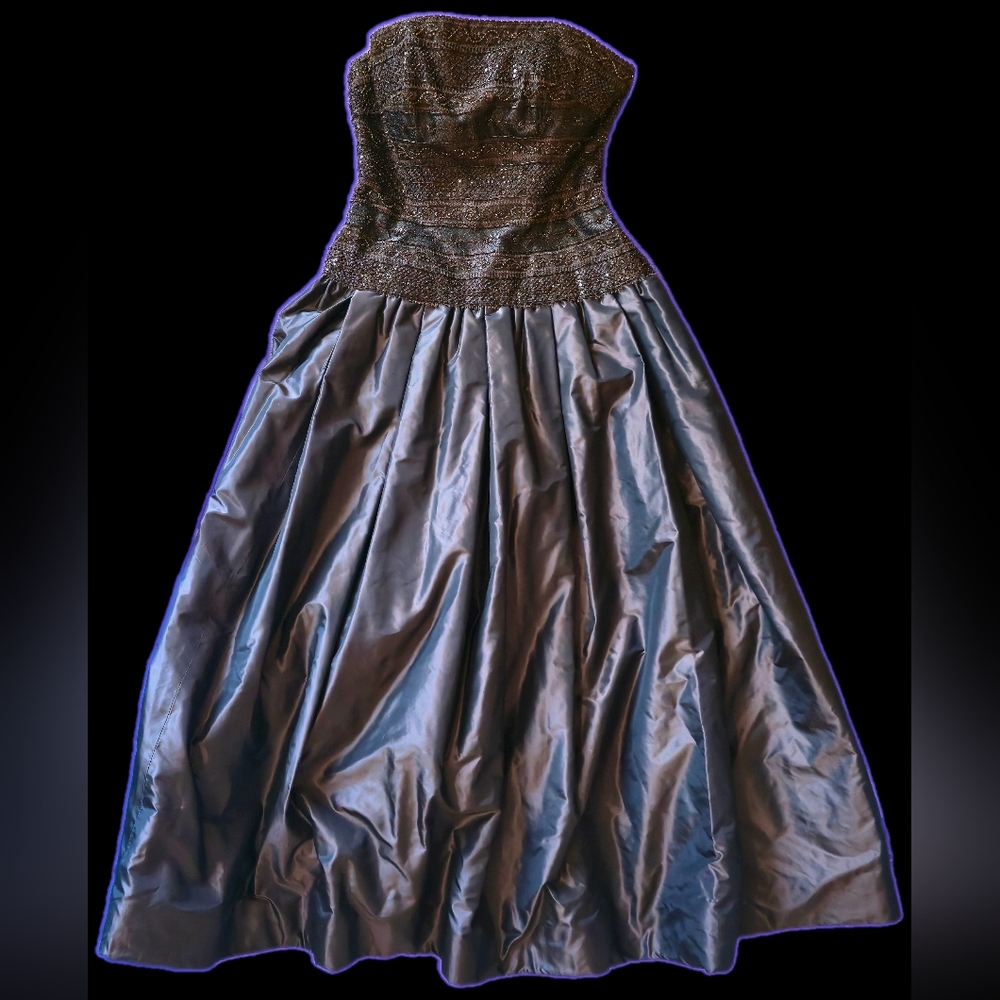 Vintage Liancarlo Couture For Neiman Marcus Brown Strapless Beaded Gown 8 - Picture 2 of 16